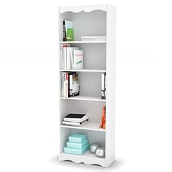 White 72-inch High Bookcase with Soft Arches and 5 Shelves - Free Shipping 