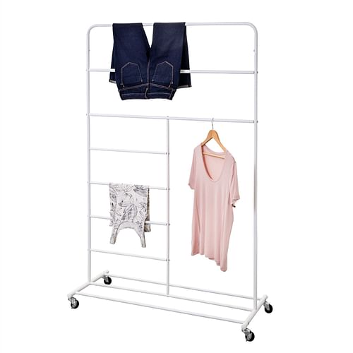 White Rolling Multi Use Laundry Clothes Drying Rack - Free Shipping 