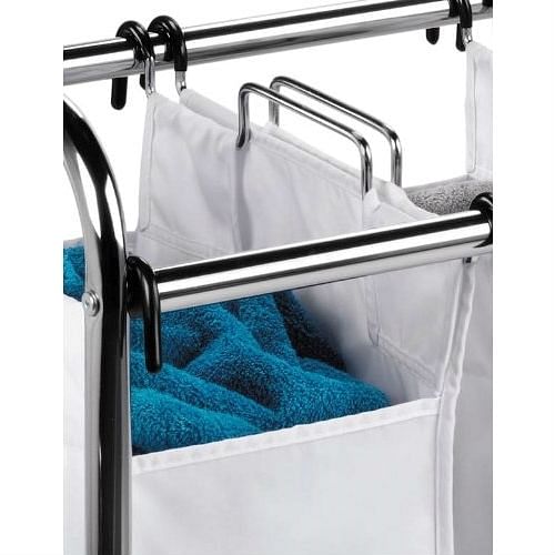 Heavy Duty Commercial Grade Laundry Sorter Hamper Cart in White Chrome - Free Shipping