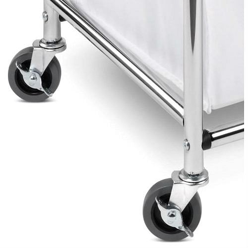 Heavy Duty Commercial Grade Laundry Sorter Hamper Cart in White Chrome - Free Shipping