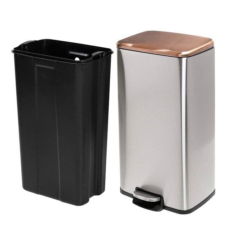 Set of 2 Stainless Steel Gold Bronze Copper Top Step On Trash Can - Free Shipping