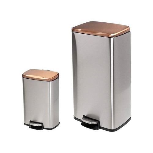 Set of 2 Stainless Steel Gold Bronze Copper Top Step On Trash Can - Free Shipping