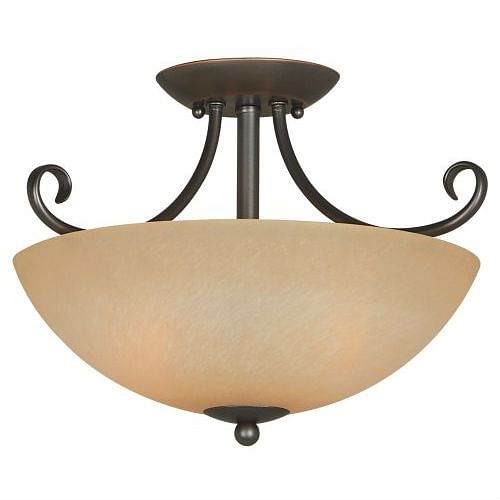 Ceiling Light Fixture 14.5 x 10-inch Classic Bronze with Amber Glass - Free Shipping 