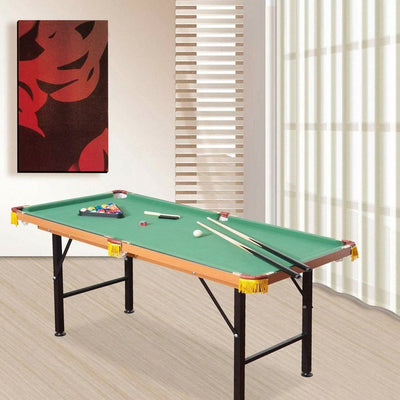 54-inch Green Fleece Top Pool Table Set with Balls Cues and Rack - Free Shipping 