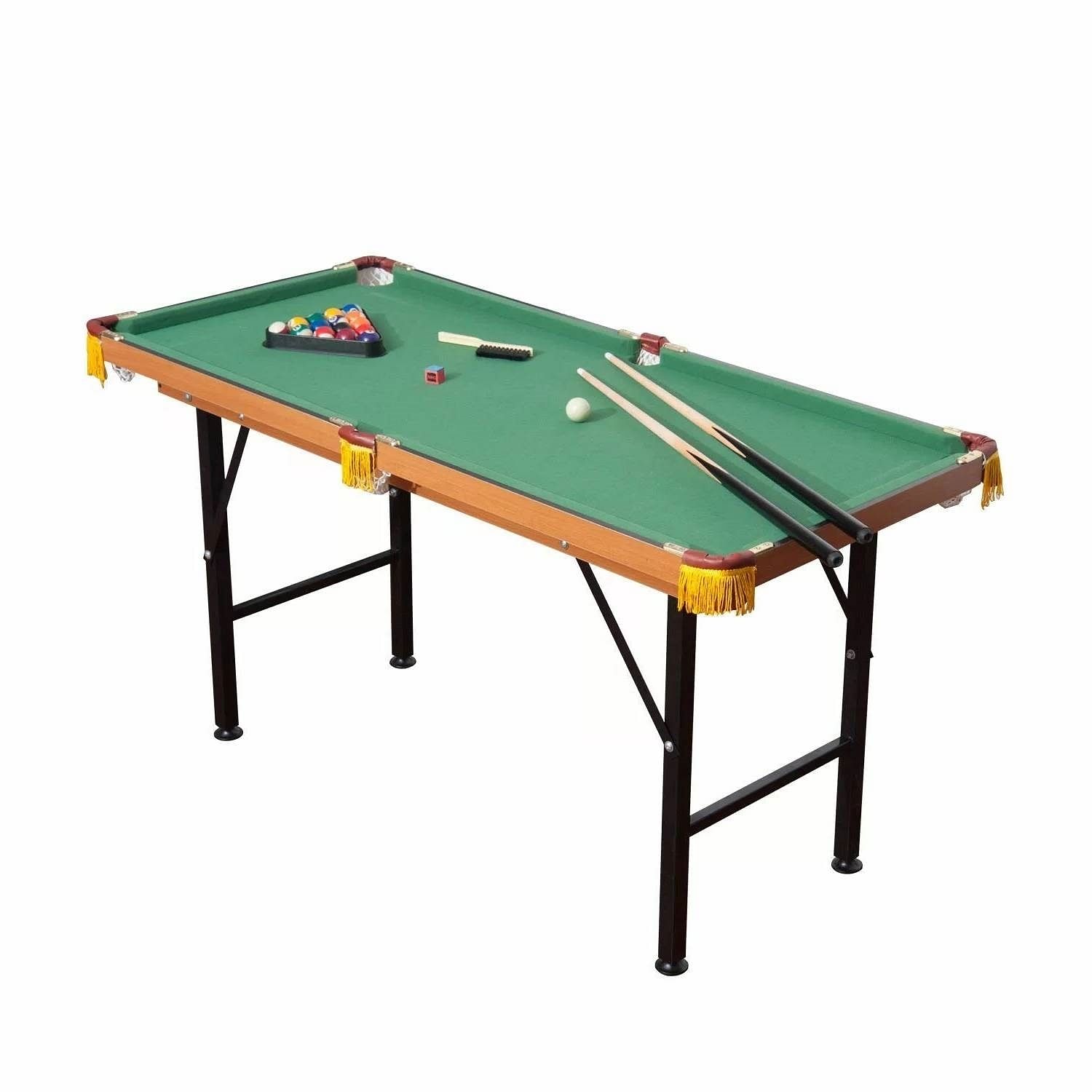 54-inch Green Fleece Top Pool Table Set with Balls Cues and Rack - Free Shipping