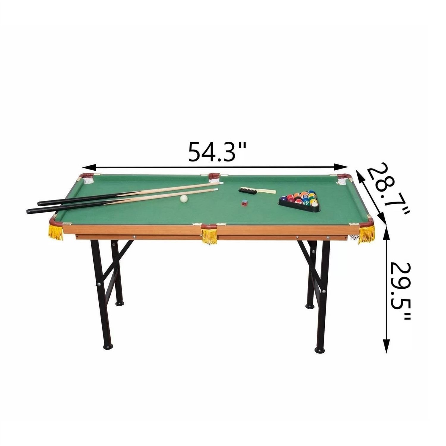 54-inch Green Fleece Top Pool Table Set with Balls Cues and Rack - Free Shipping