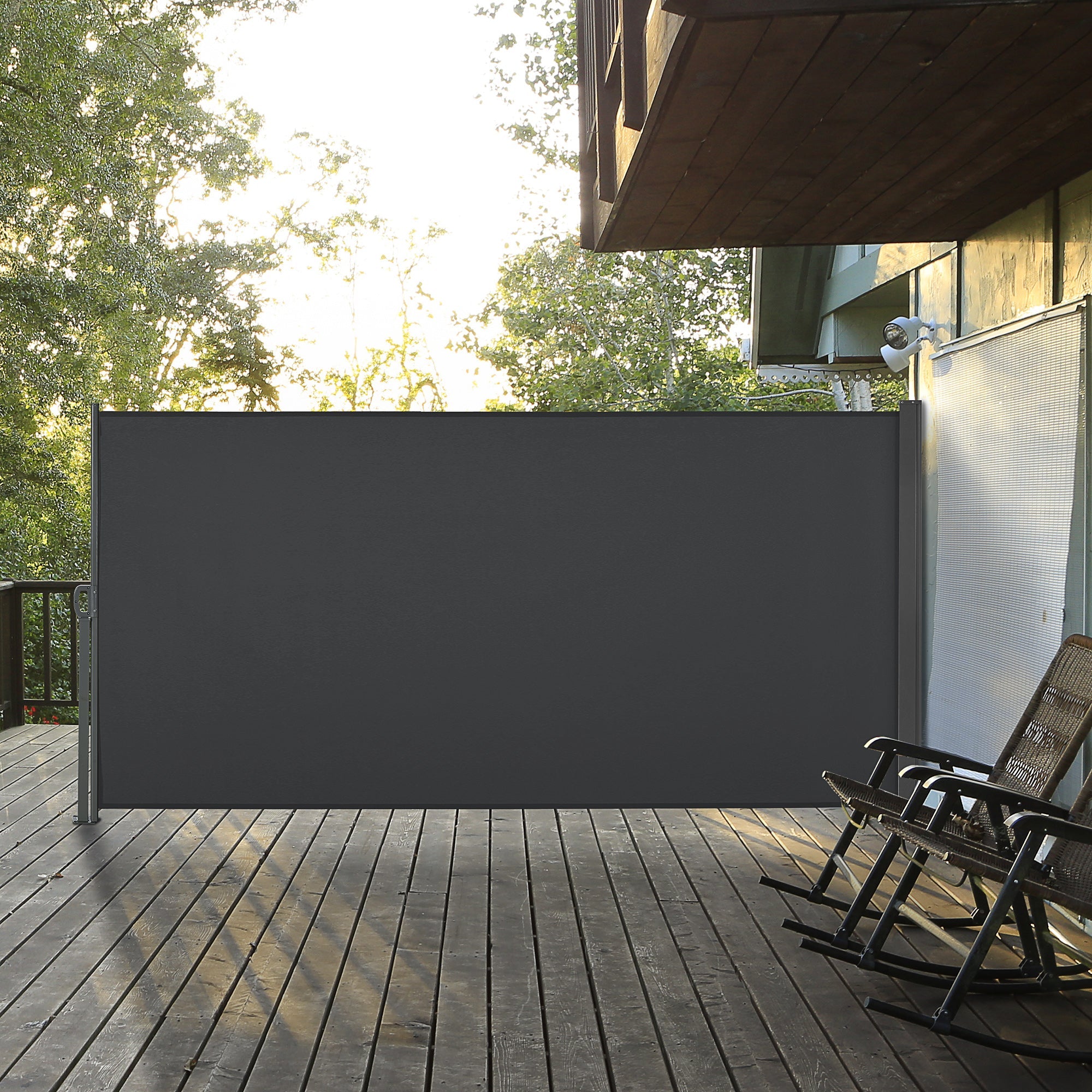 Outsunny 118" x 63" Retractable Side Awning Patio Outdoor Folding Privacy Screen with Resistance to UV Rays & Wind, Gray 