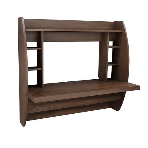 Modern Floating Wall Mounted Home Office Computer Desk in Brown Wood Finish - Free Shipping 