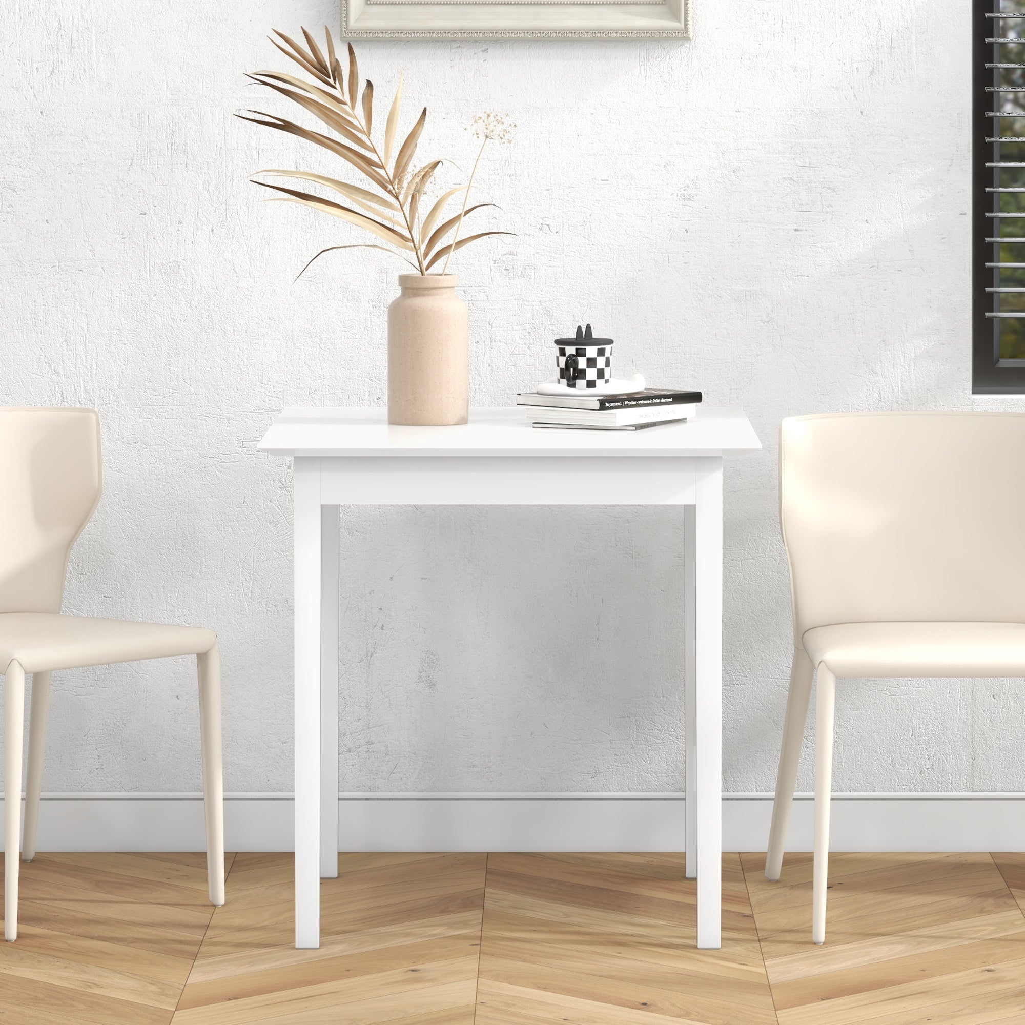 HOMCOM 30" Square Dining Table, Farmhouse Dining Room Table with Pine Wood Frame, Space Saving Small Kitchen Table, White 