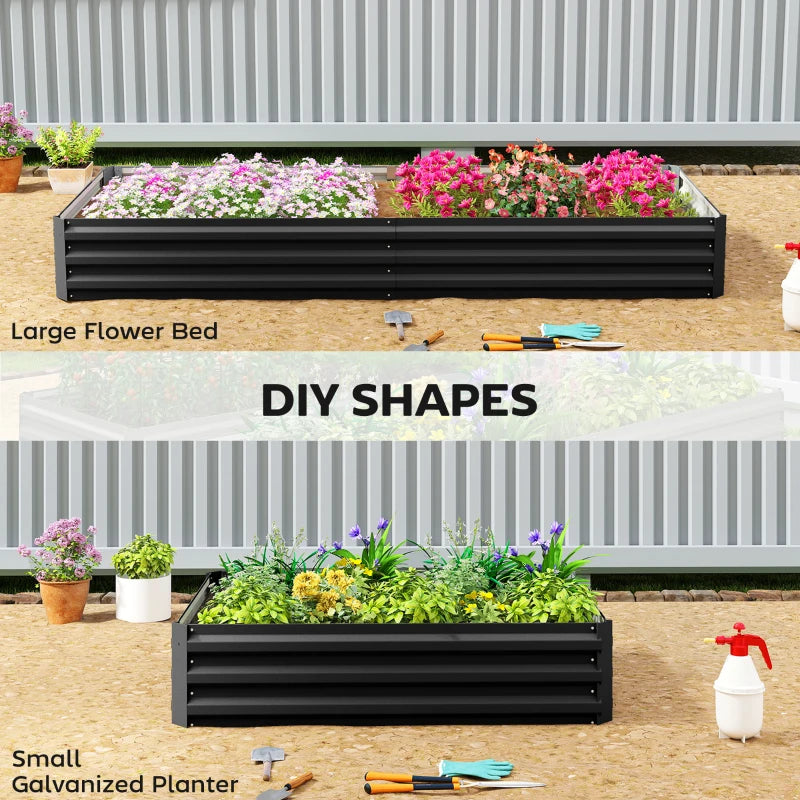 95" x 36" x 12" Galvanized Raised Garden Bed, Metal Elevated Planter Box for Growing Flowers, Herbs, Succulents, Black