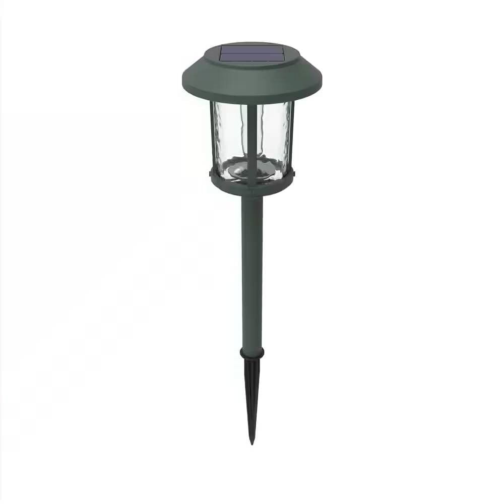 Set of 4 - Outdoor Solar LED Lights in Green with Yard Path Ground Stakes - Free Shipping