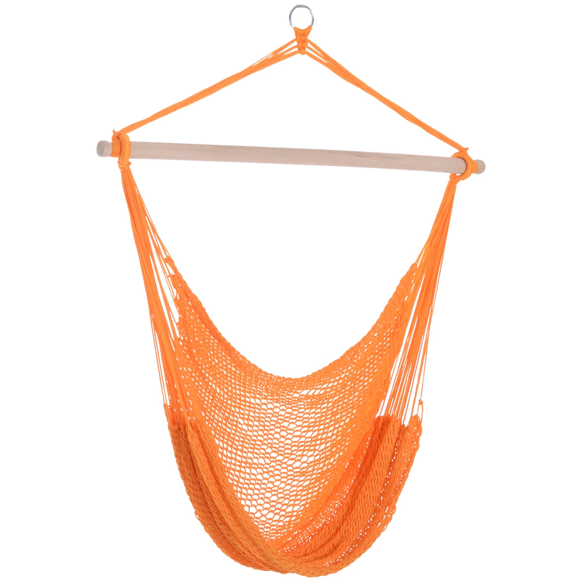 Outsunny Portable Rope Hammock Chair Woven Hanging Swing Seat Outdoor Garden Yard Camping Orange Nylon 