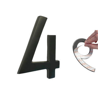 Self Adhesive Aluminum Number 4, 4 inch, Black 