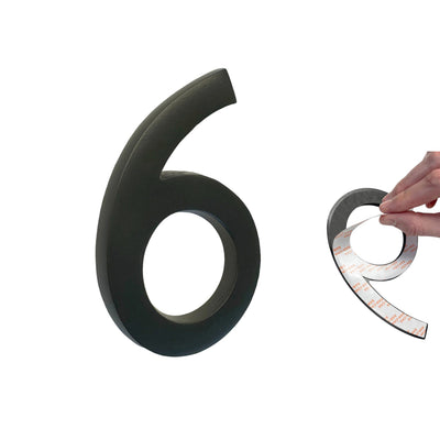 Self Adhesive Aluminum Number 6, 4 inch, Black 