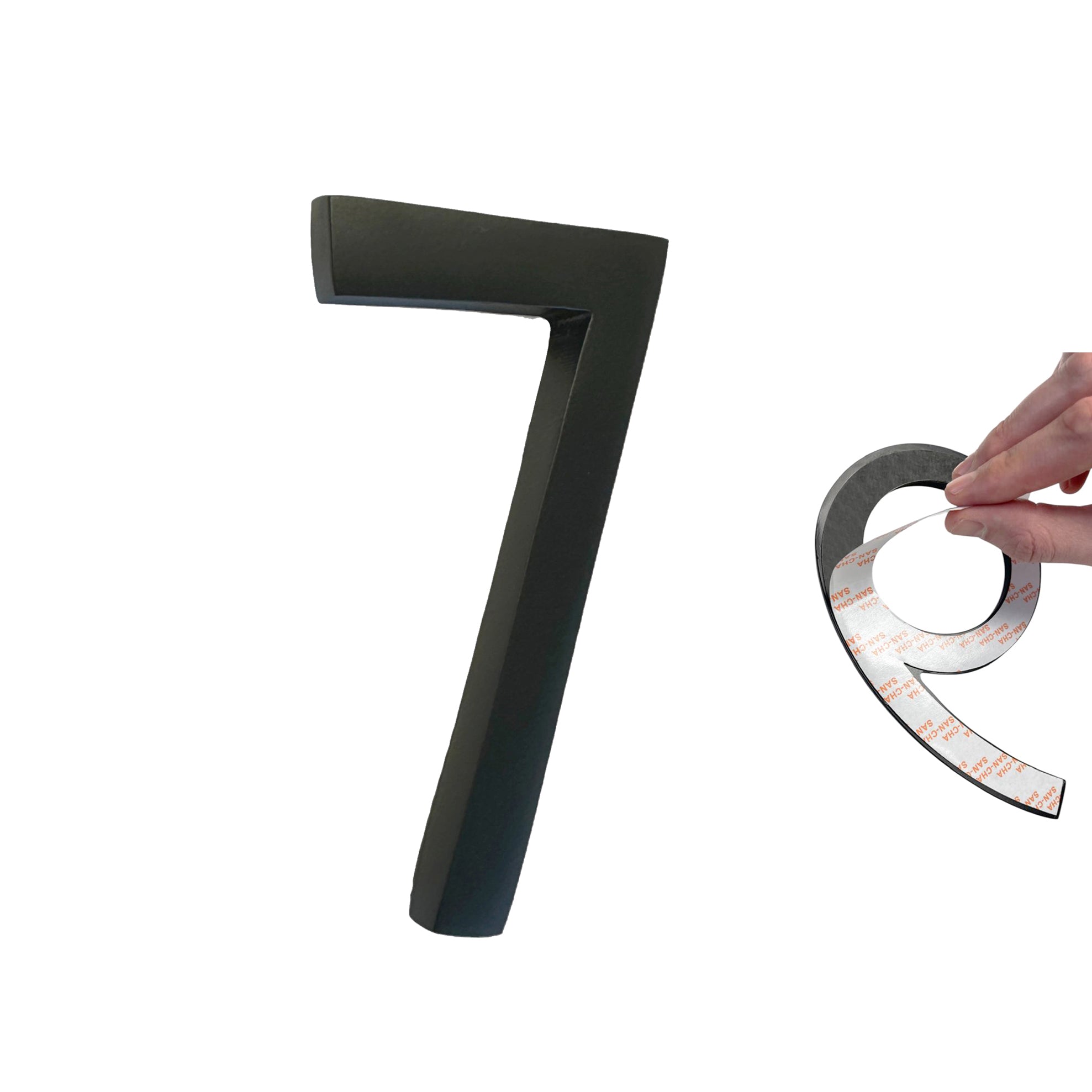 Self Adhesive Aluminum Number 7, 4 inch, Black 