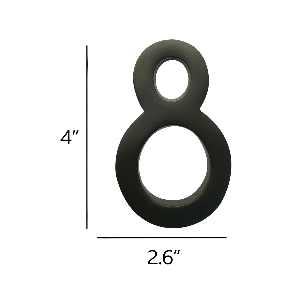 Self Adhesive Aluminum Number 8, 4 inch, Black 