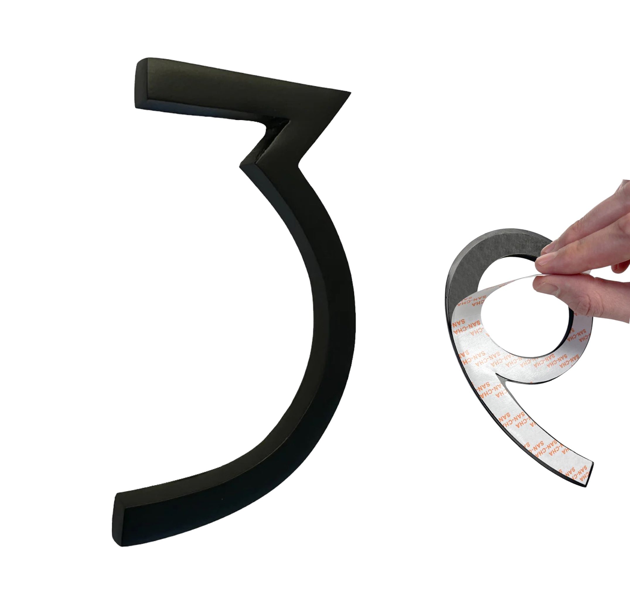 Self Adhesive Aluminum Number 3, 6 inch, Black 