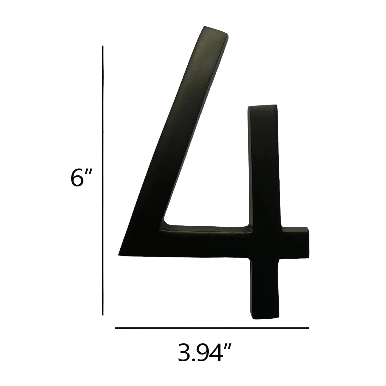 Self Adhesive Aluminum Number 4, 6 inch, Black 