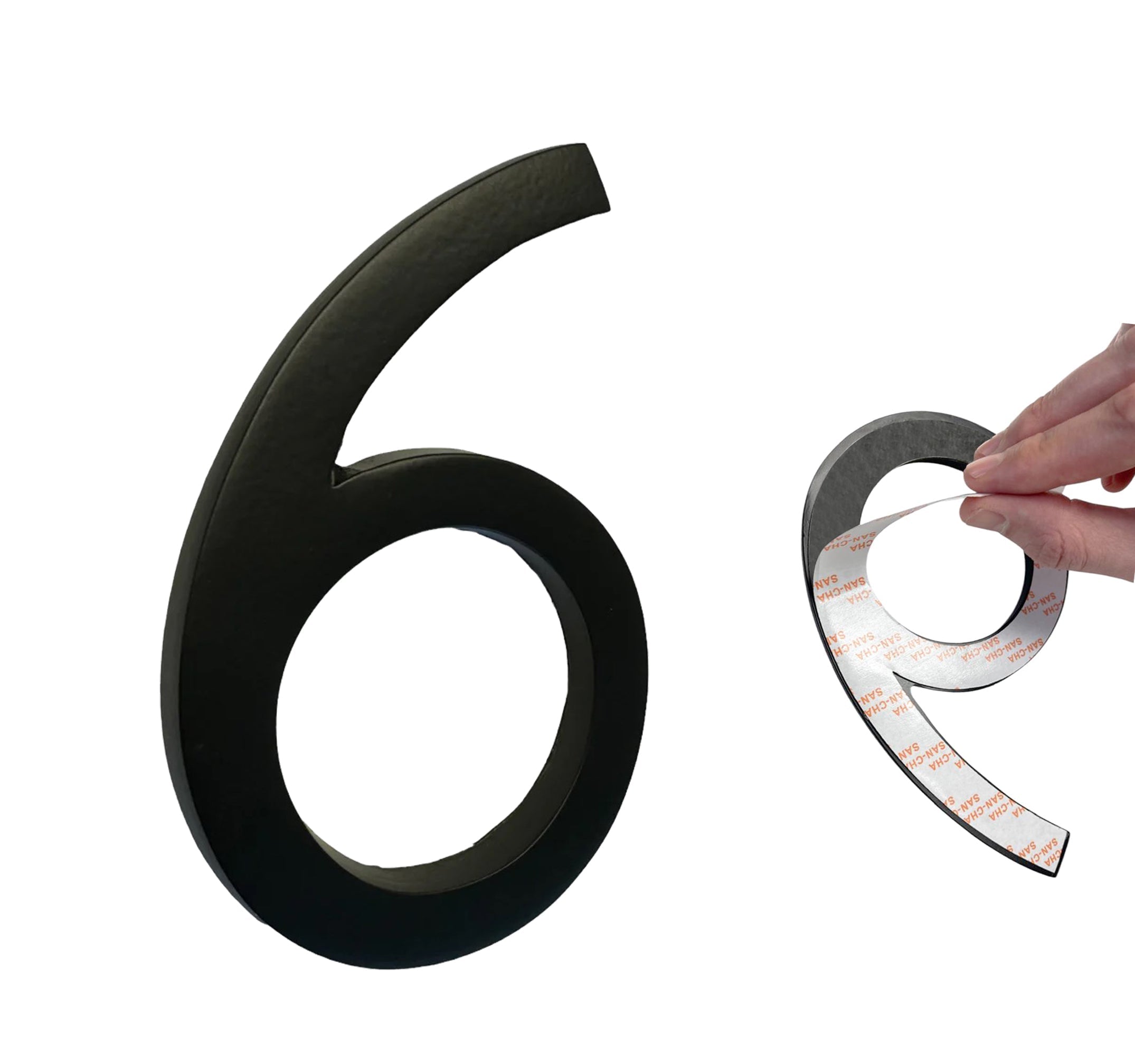 Self Adhesive Aluminum Number 6, 6 inch, Black 