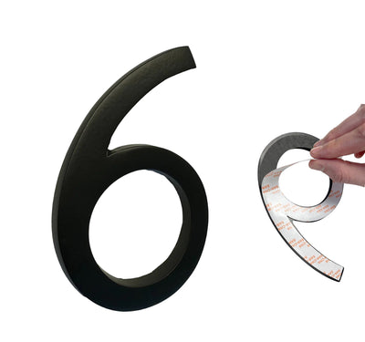 Self Adhesive Aluminum Number 6, 6 inch, Black 