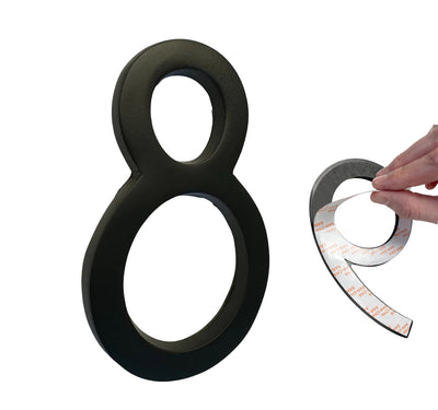 Self Adhesive Aluminum Number 8, 6 inch, Black 