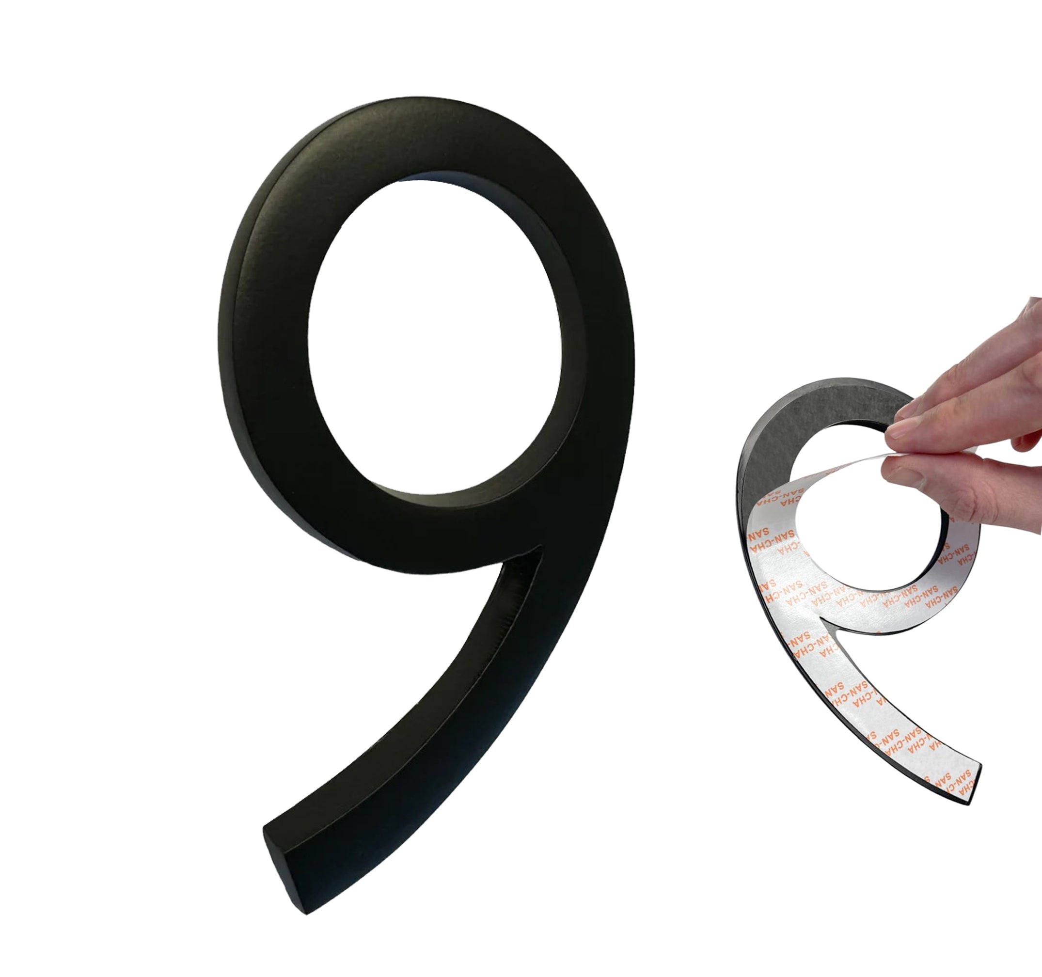 Self Adhesive Aluminum Number 9, 6 inch, Black 