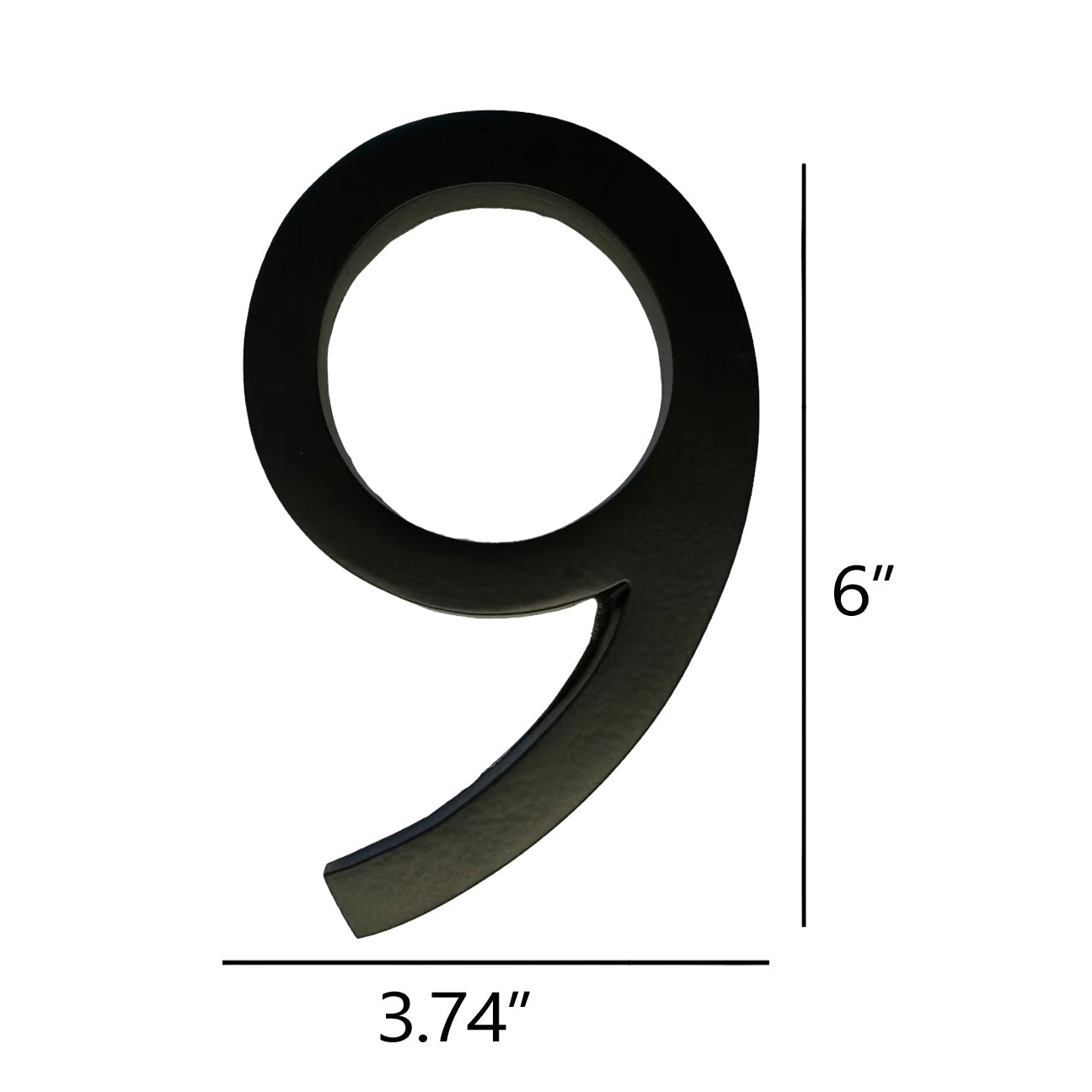 Self Adhesive Aluminum Number 9, 6 inch, Black 