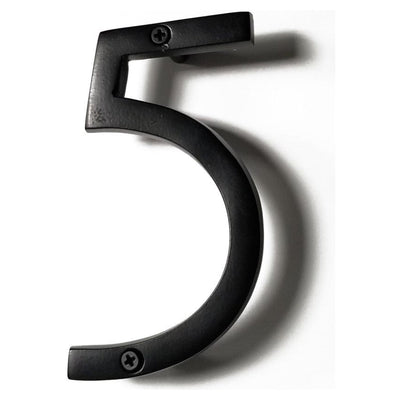 Black Aluminum Number 5, 8 inch 