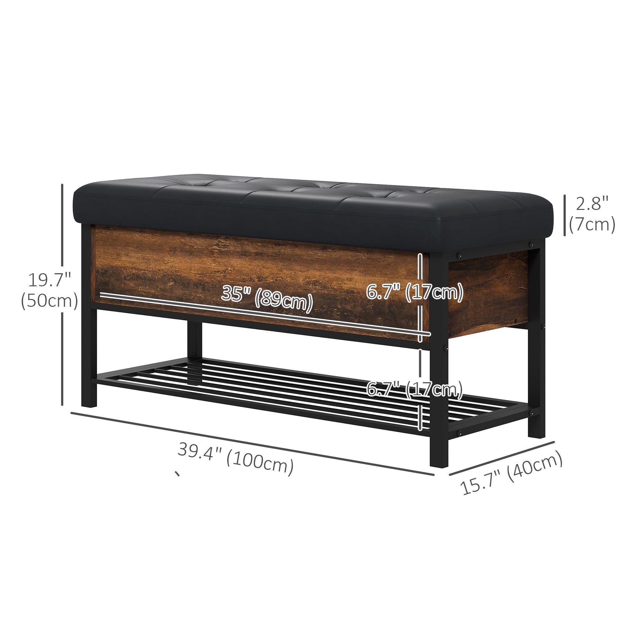 HOMCOM Upholstered Flip Top Shoe Bench: Hallway Storage Seat for 3 Pairs with Hidden Compartment Design 