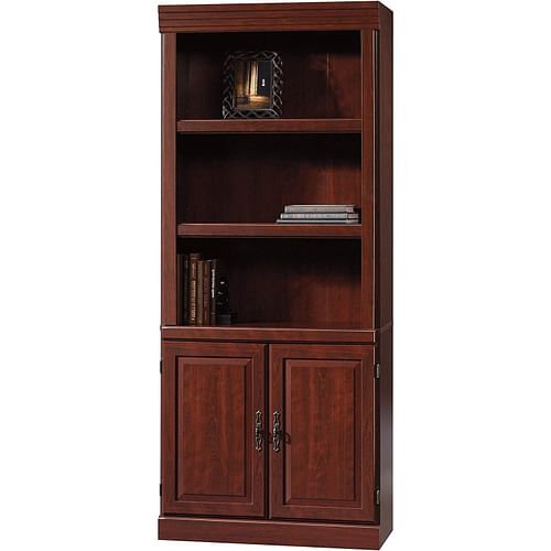 71-inch High 3-Shelf Wooden Bookcase with Storage Drawer in Cherry Finish - Free Shipping