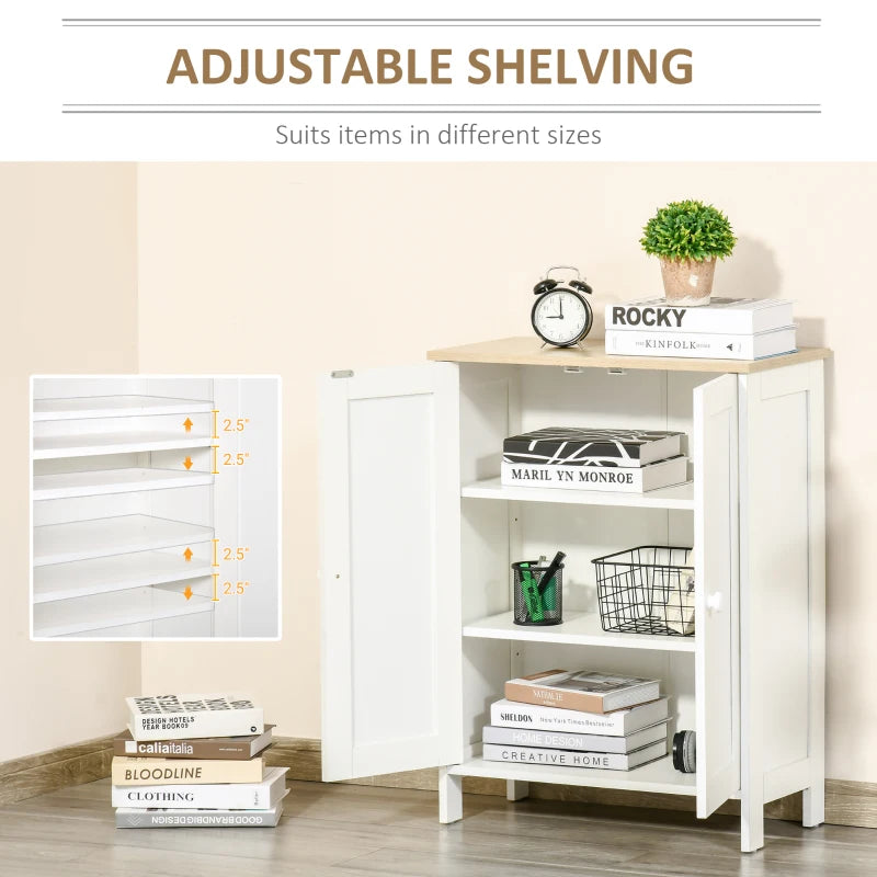 Storage Cabinet with Doors, Cupboard Organization with 2 Adjustable Shelves, Storage Solution for Living Room, Bathroom