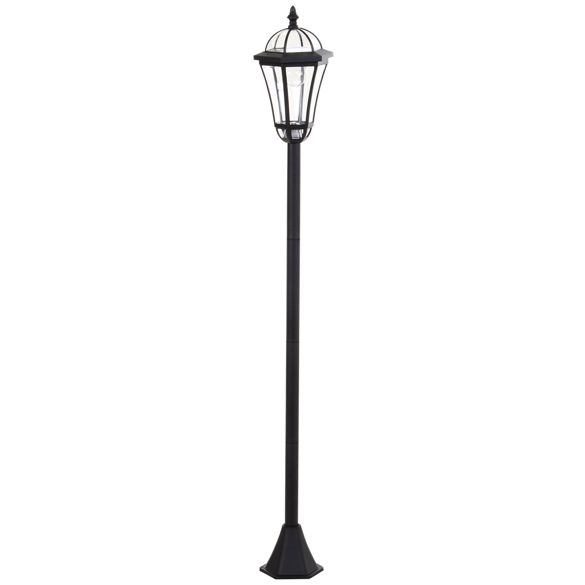 Outsunny Solar LED Outdoor Lamp Post: Auto Switch Lantern for Patio/Pathway, Water-Resistant in Black 