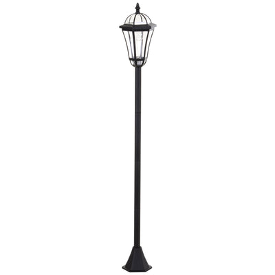 Outsunny Solar LED Outdoor Lamp Post: Auto Switch Lantern for Patio/Pathway, Water-Resistant in Black 