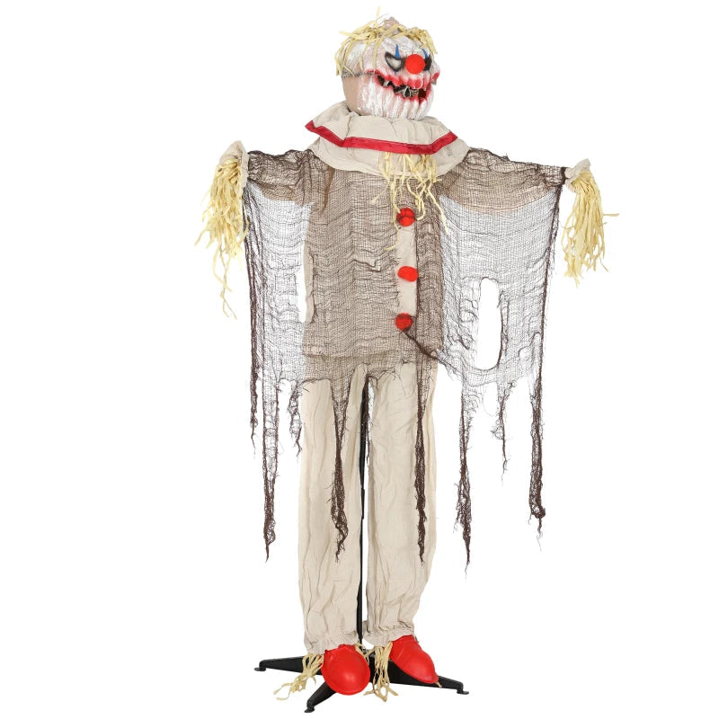 Outsunny 68" Life-Size Animated Pumpkin Clown – LED Eyes, Battery Operated Halloween Prop 