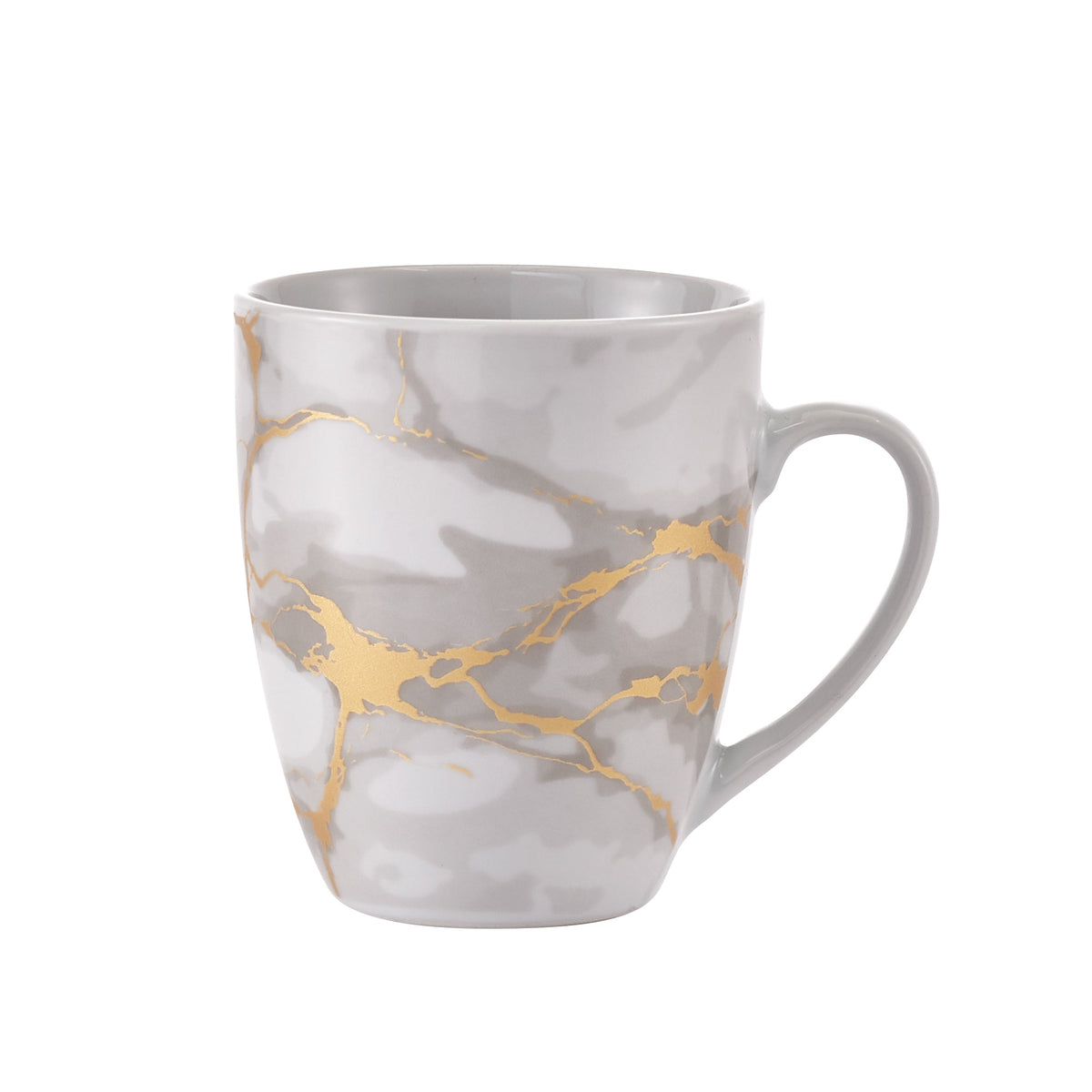 Dinnerware Set with Gold Flatware, Porcelain, 16-Piece Dinnerware, Grey and Gold Marble Look – Gold Marble