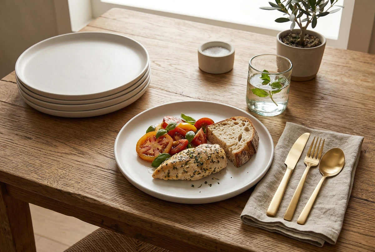 Dinner Plates, Set of 4, Stoneware, 26.5 cm (10.4 in), Matte Off-White – Lisbon
