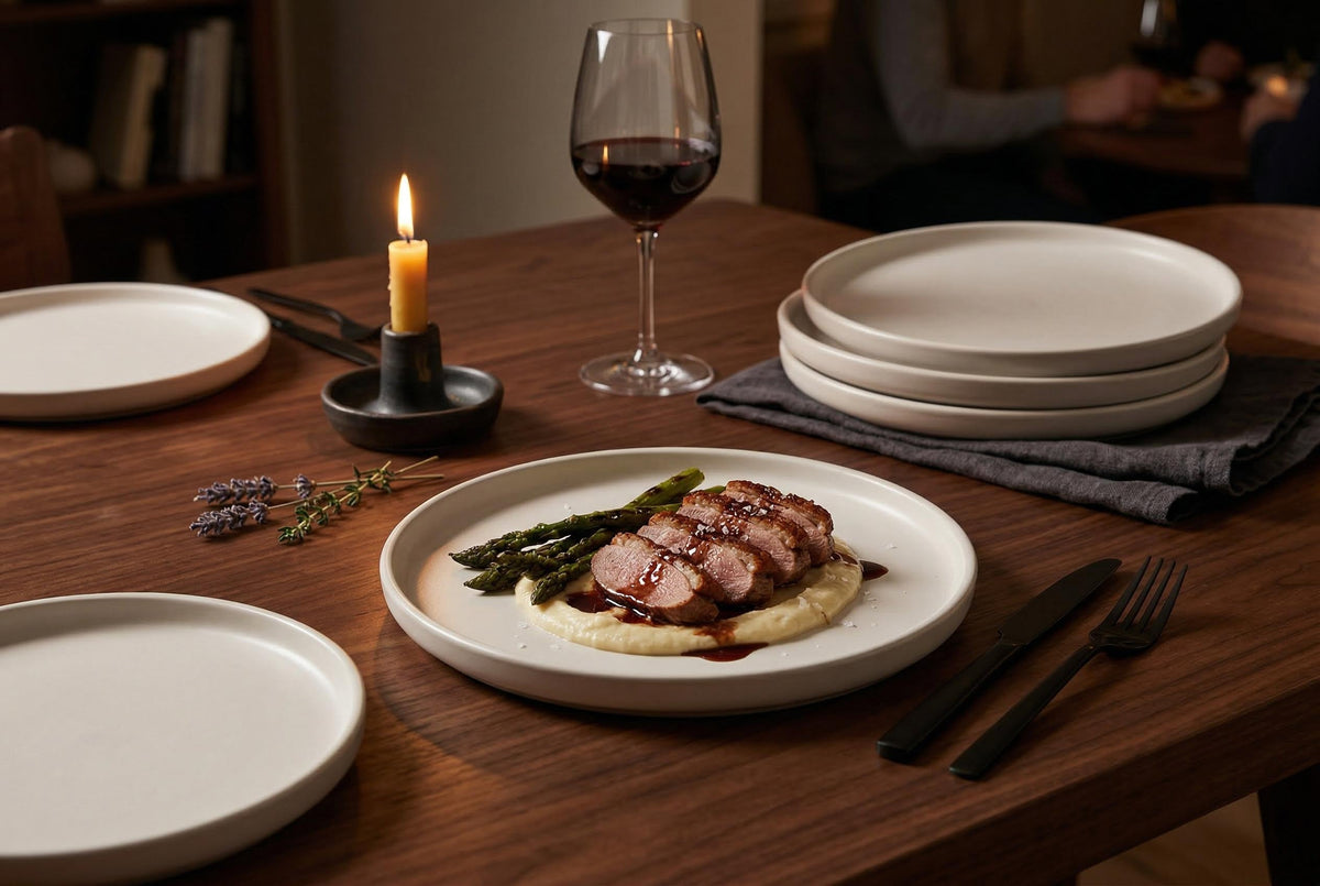 Dinner Plates, Set of 4, Stoneware, 26.5 cm (10.4 in), Matte Off-White – Lisbon