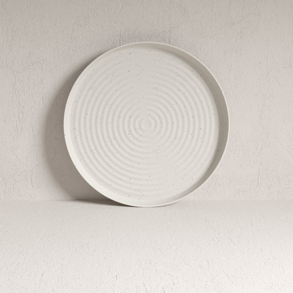 Dinnerware Set, 12-Piece, Stoneware, Speckled Off-White, Ribbed – Rachel