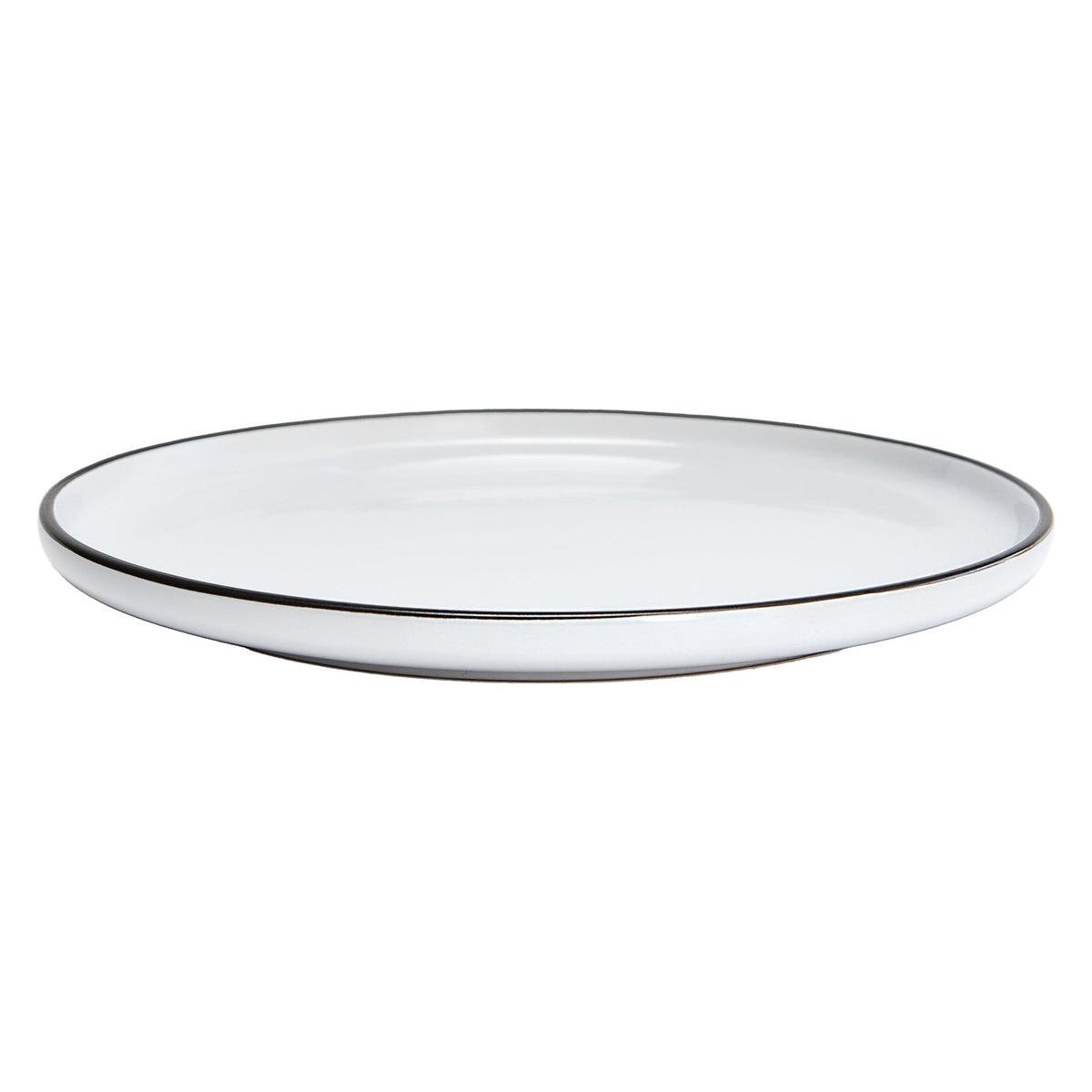 Dinner Plates, Set of 4, Stoneware, 26.5 cm (10.4 in), White with Black Rim – Bistro