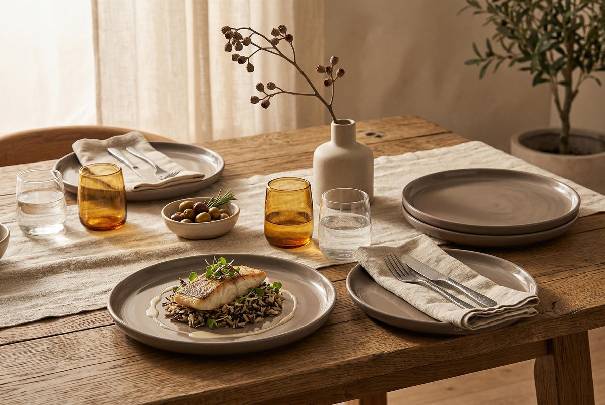 Dinner Plates, Set of 4, Stoneware, 26.5 cm (10.4 in), Taupe – Gaia