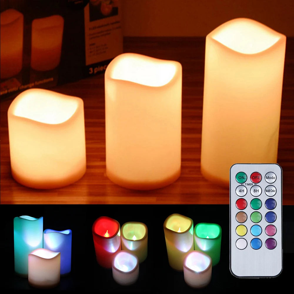 Multicolor LED Candle Light With Remote Light Bulb Flameless Fake Candle Flickering Tea Light Wedding Christmas Party Supplies