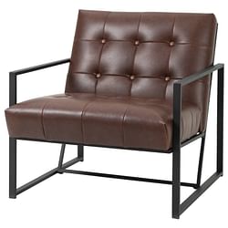 Retro Tufted Faux Leather Metal Frame Accent Chair - Brown - Free Shipping 