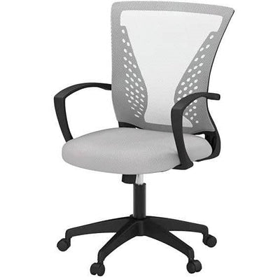 Gray Modern Mid-Back Ergonomic Mesh Office Desk Chair with Armrest on Wheels - Free Shipping 