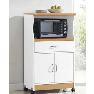 White Kitchen Utility Cabinet Microwave Cart with Caster Wheels - Free Shipping 