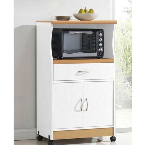 White Kitchen Utility Cabinet Microwave Cart with Caster Wheels - Free Shipping