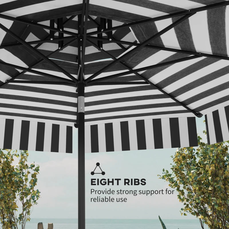 8.6 ft Patio Umbrella, UPF 30+ Outdoor Market Table Umbrella Parasol with 2-Tier Vent, Crank, 8 Ribs, Tilt, Black