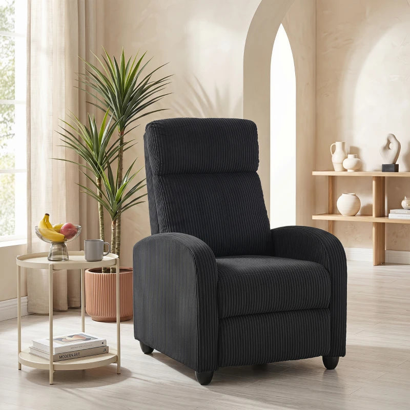 Corduroy Push Back Recliner Chair for Living Room & Home Theater – Manual Reclining Chair