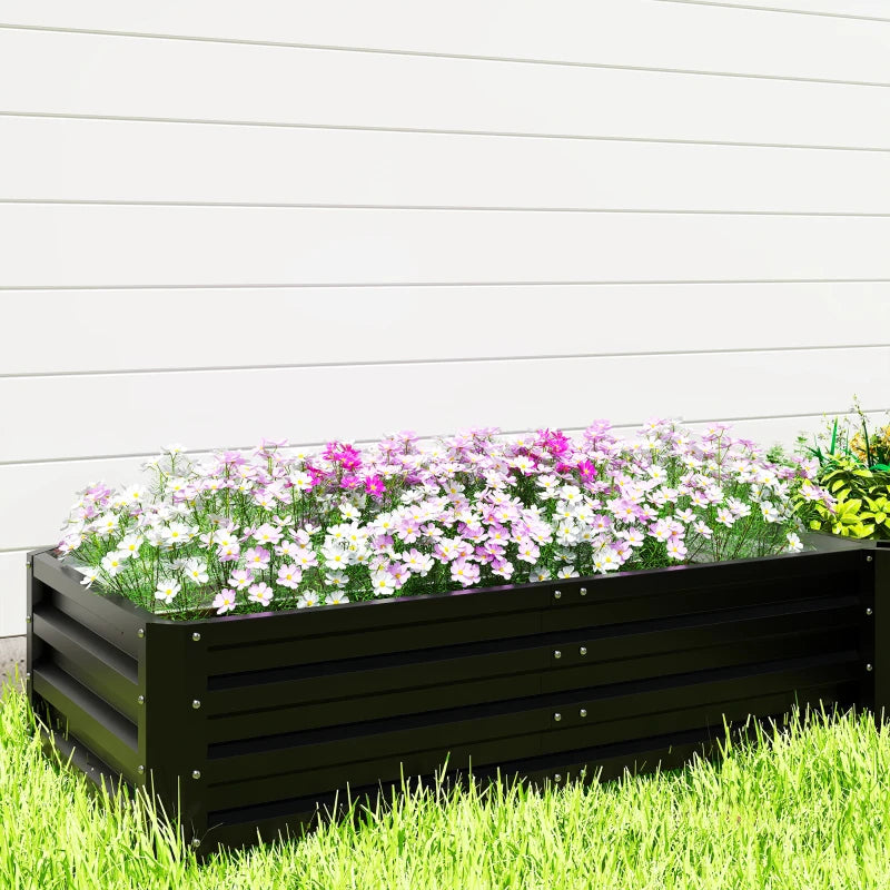 Steel Raised Garden Bed, Set of 5 Large Box Planters for Outdoor Plants Vegetables Flowers Herbs, 8x8x1ft, Black