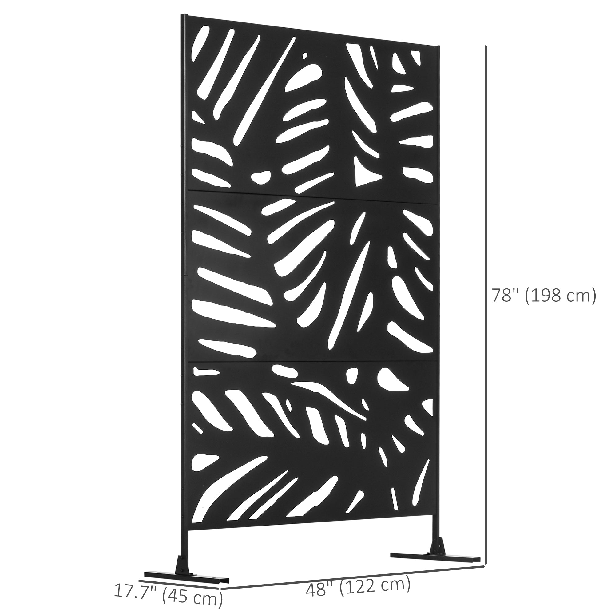 Outsunny Freestanding Metal Outdoor Privacy Screen Decorative Divider for Garden Backyard Deck Pool Black 
