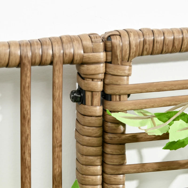 Raised Garden Bed with Lattice Trellis, Rattan Outdoor Planter with Storage for Garden, Patio, Balcony, Sand Brown